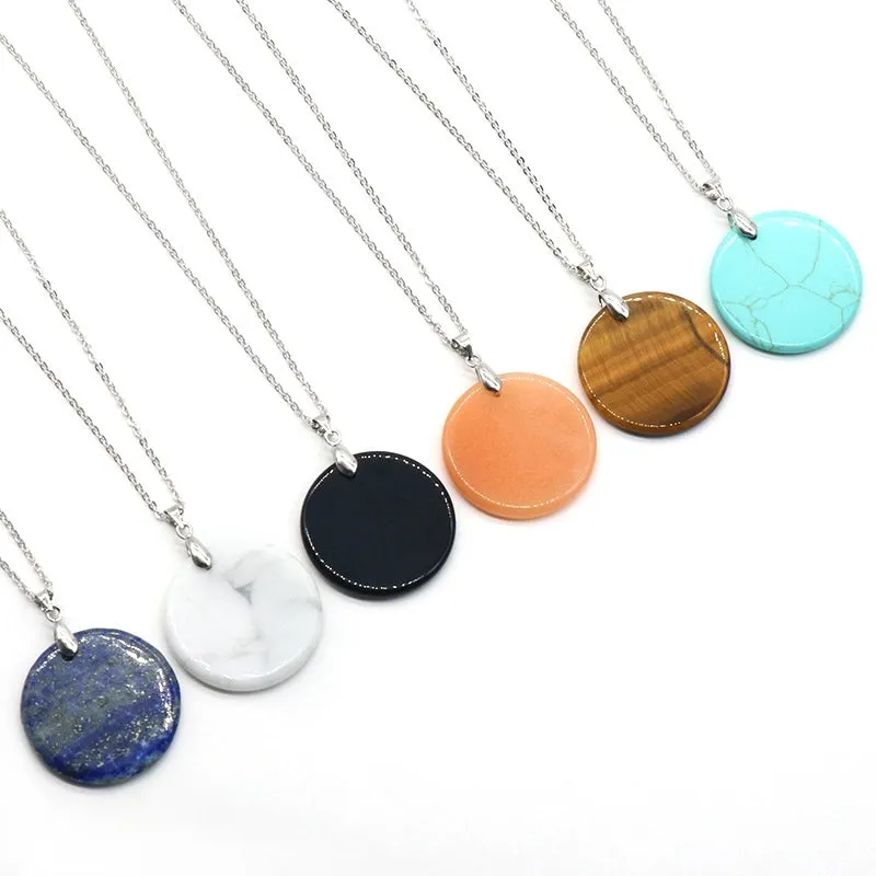 1 Piece Natural Crystal Agate Round Pendant