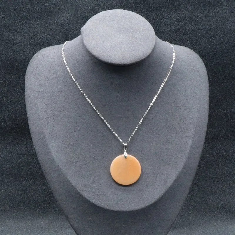1 Piece Natural Crystal Agate Round Pendant