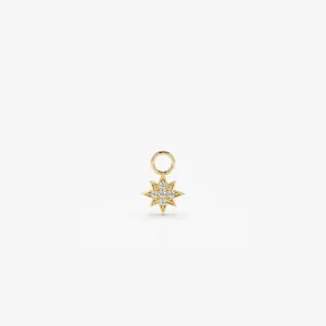 14k Diamond Star Hoop Charm