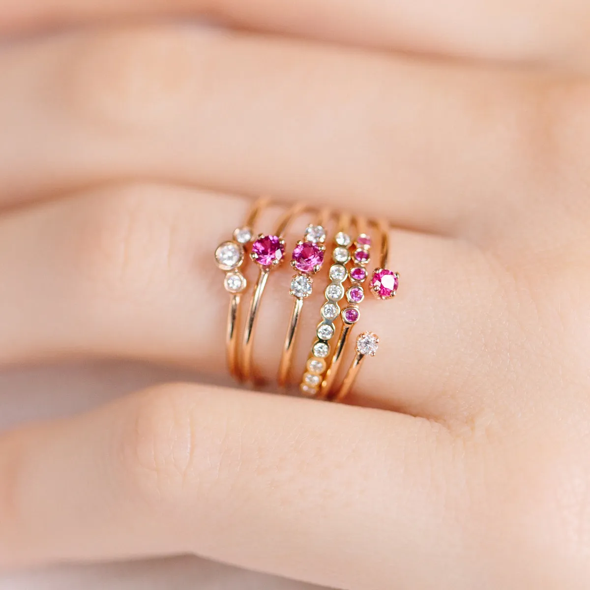 14k Prong Diamonds & Ruby Ring