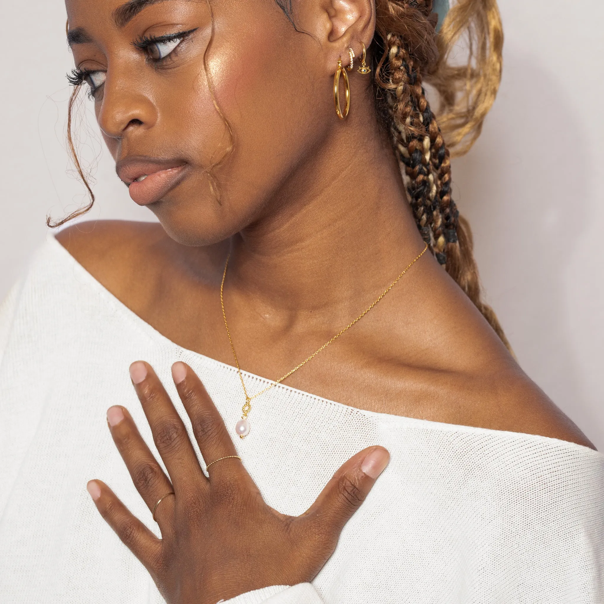 14K Solid Gold Bead Disco Ball Chain Ring
