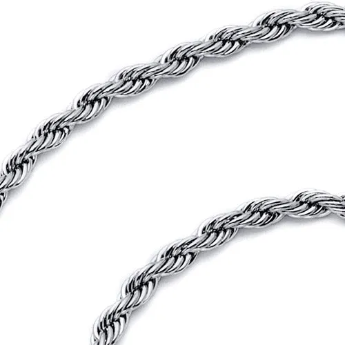 18inch 2mm Diamond Cut Stainless Steel Rope Chain Necklace