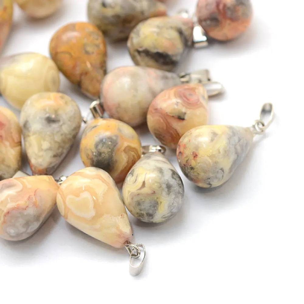 2 Teardrop Natural Gemstone Pendants - Choose Your Gemstone!