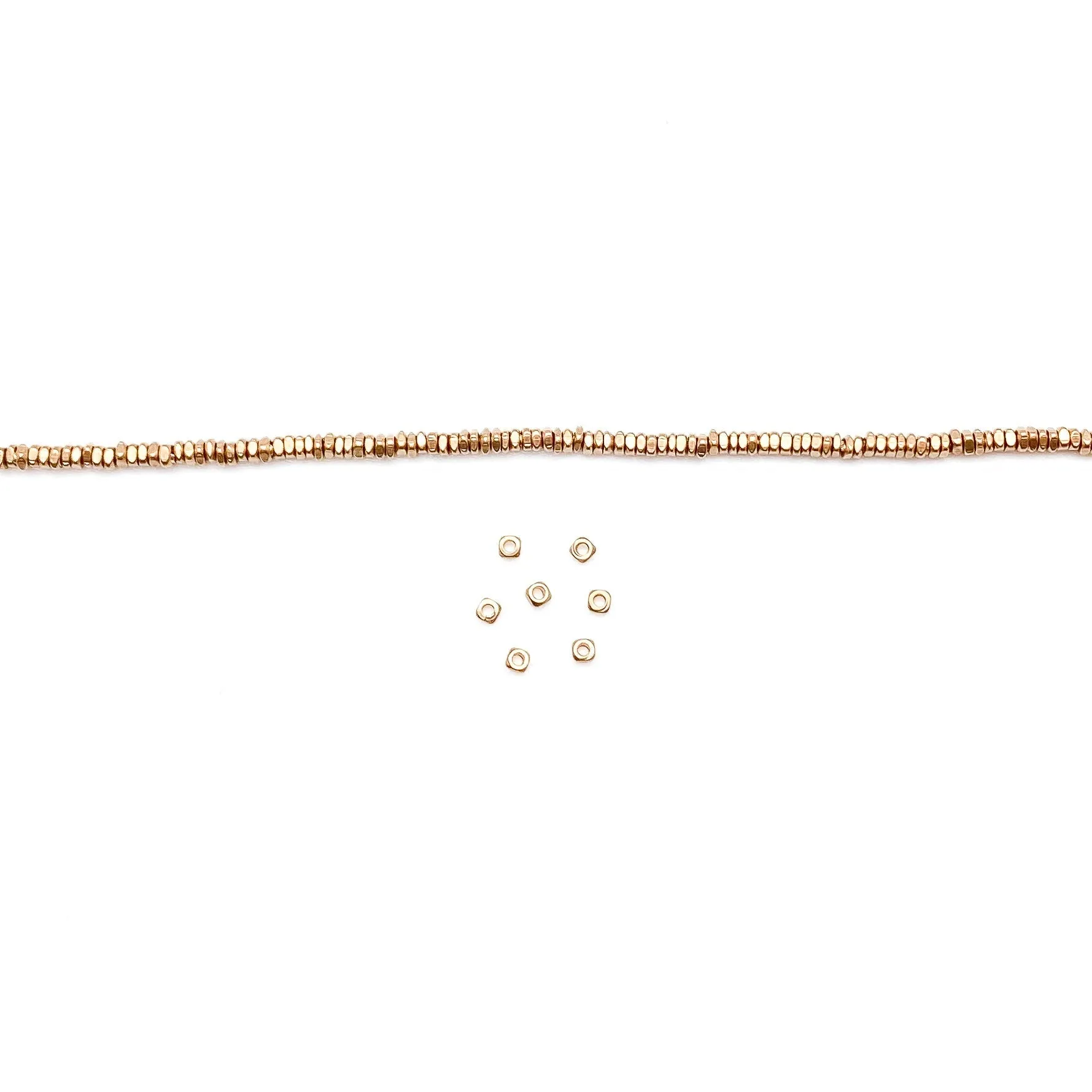 3mm Rustic Square Spacer Bead (5 Colors) - 12" Strand