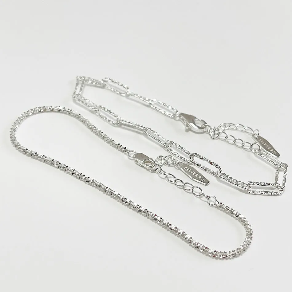 925 Sterling Silver Women Rustic Silver Electroplating Bracelets