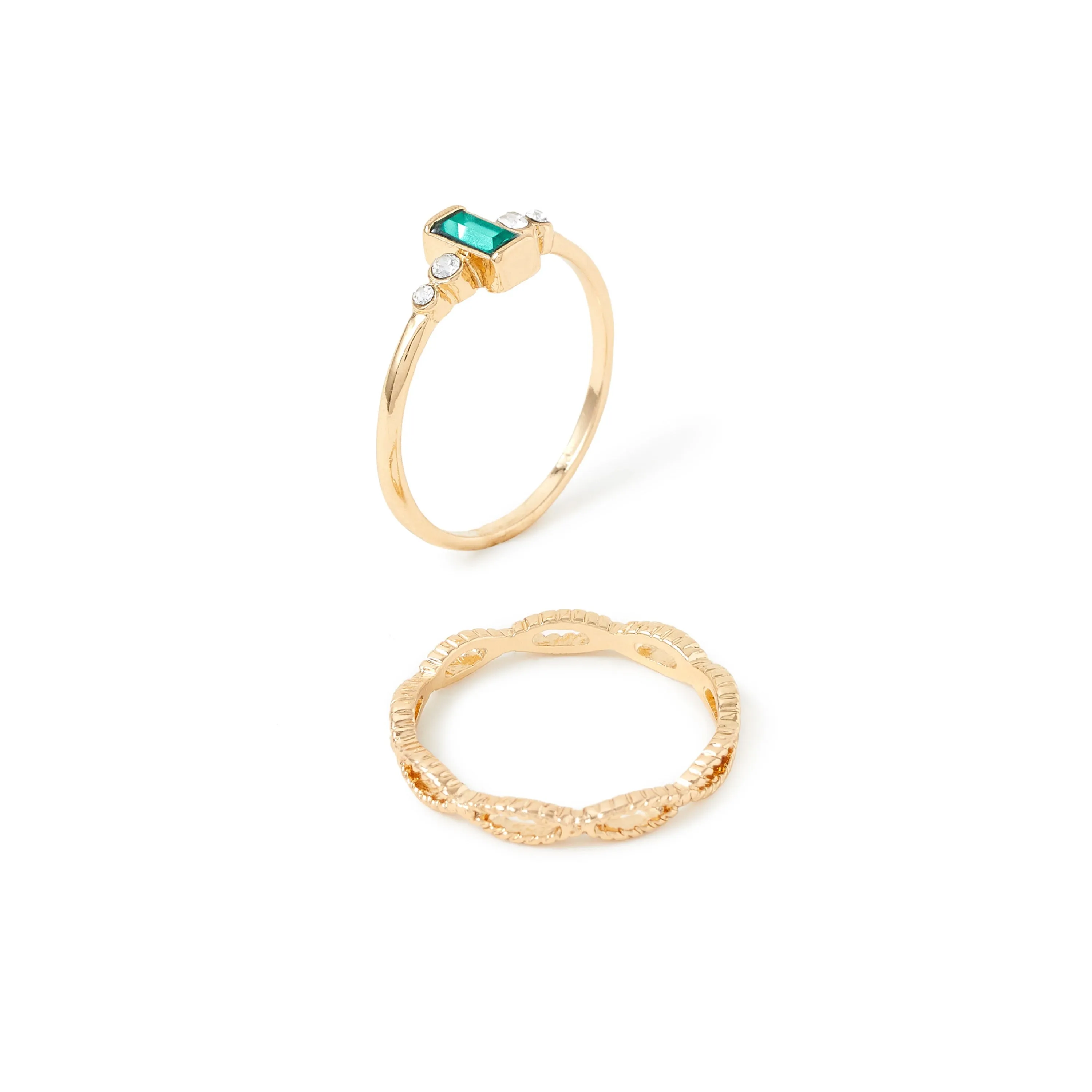 Accessorize London Women's Pack Of 2 Crossover Vintage Style Stacking Rings Medium