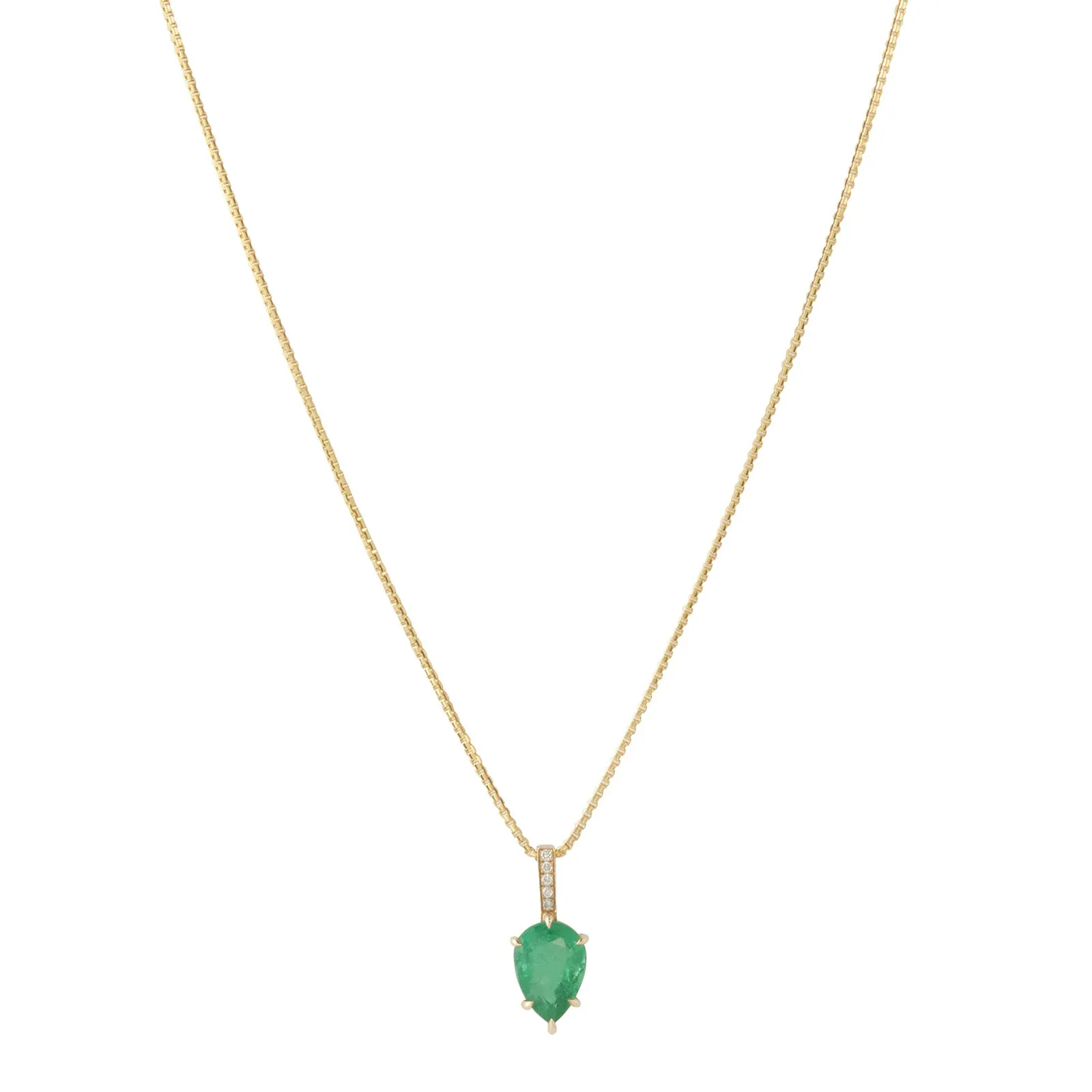 Arrow Necklace - Emerald and Diamond