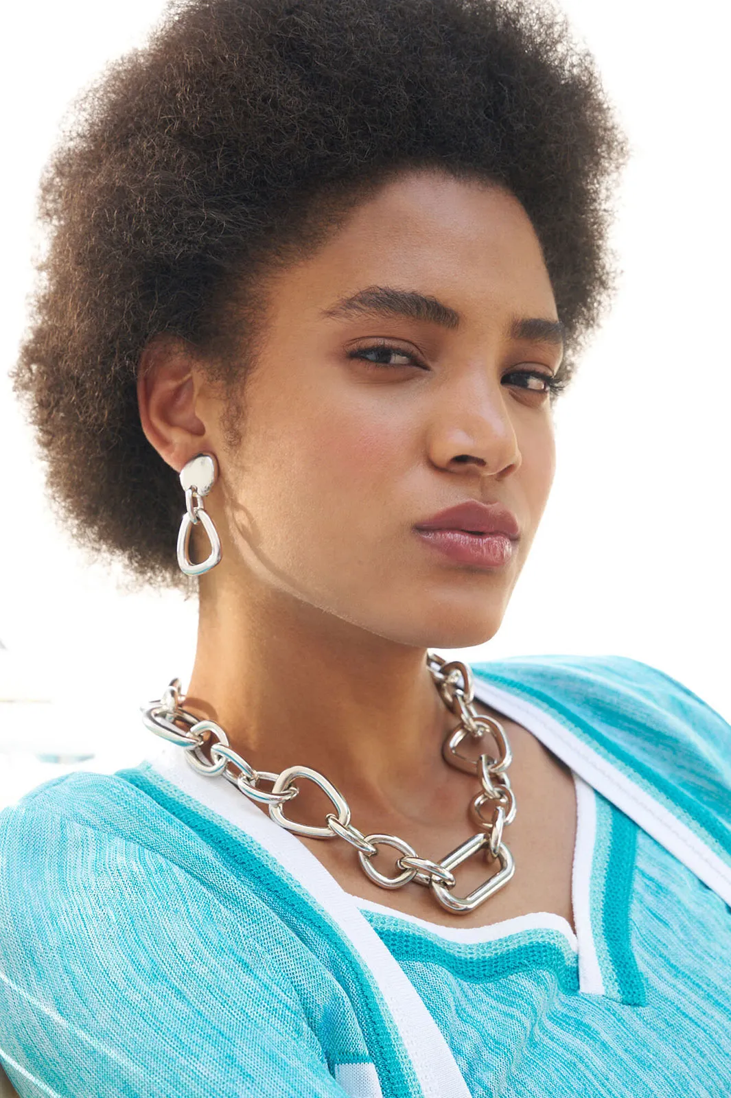 Asymmetrical Link Drop Clip Earrings