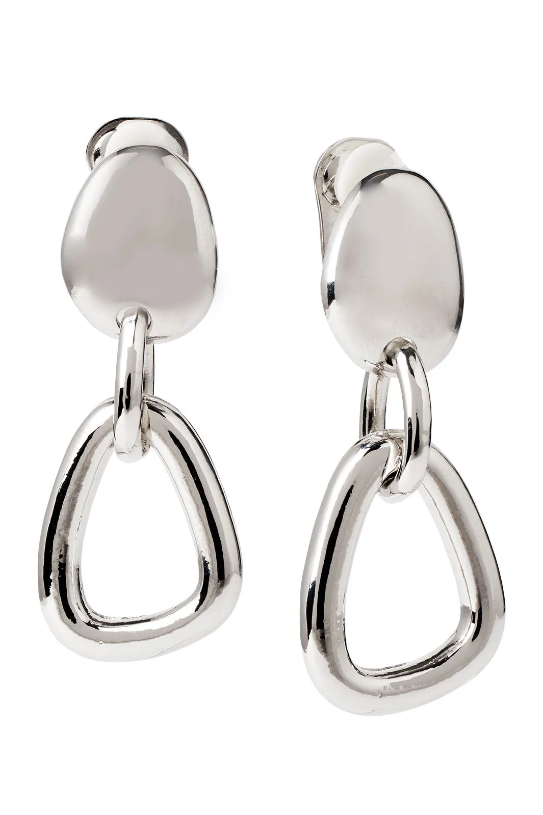 Asymmetrical Link Drop Clip Earrings