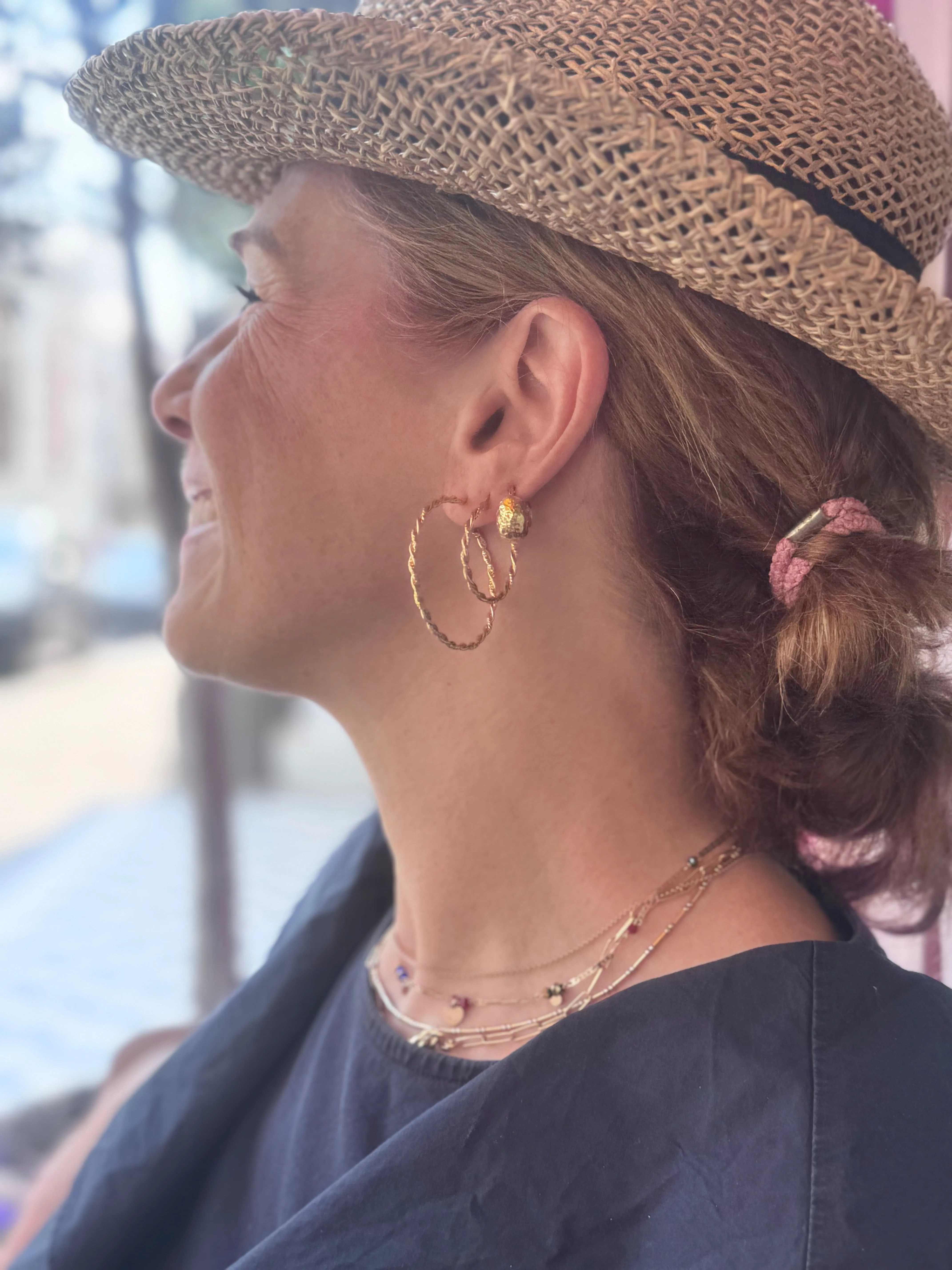 Bold, Chunky Hoop Earrings - Gold
