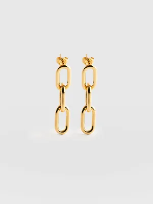 Cable Chain Drop Earrings - Gold