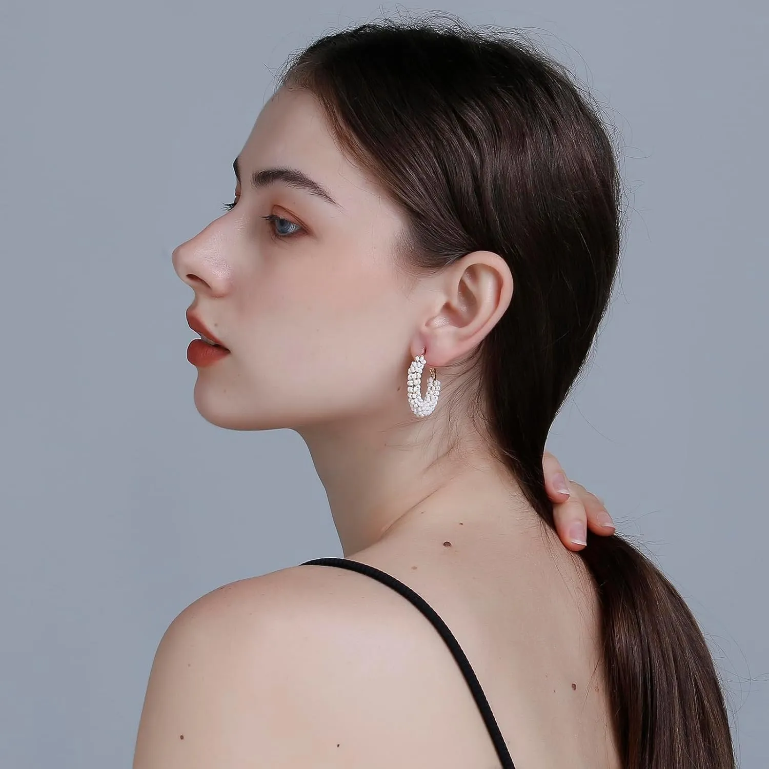 Colorful Beaded Earrings for Women, Boho Flower Hoop Earrings