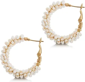 Colorful Beaded Earrings for Women, Boho Flower Hoop Earrings