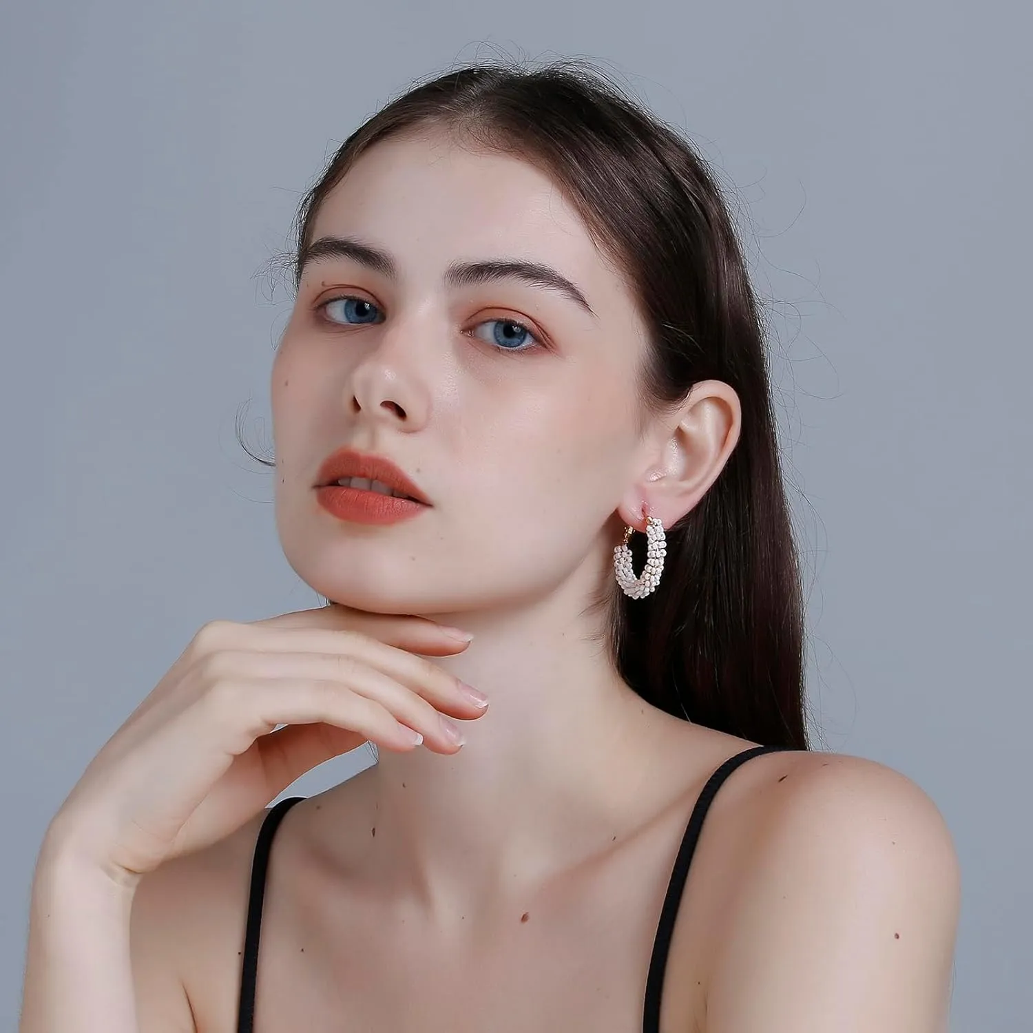 Colorful Beaded Earrings for Women, Boho Flower Hoop Earrings