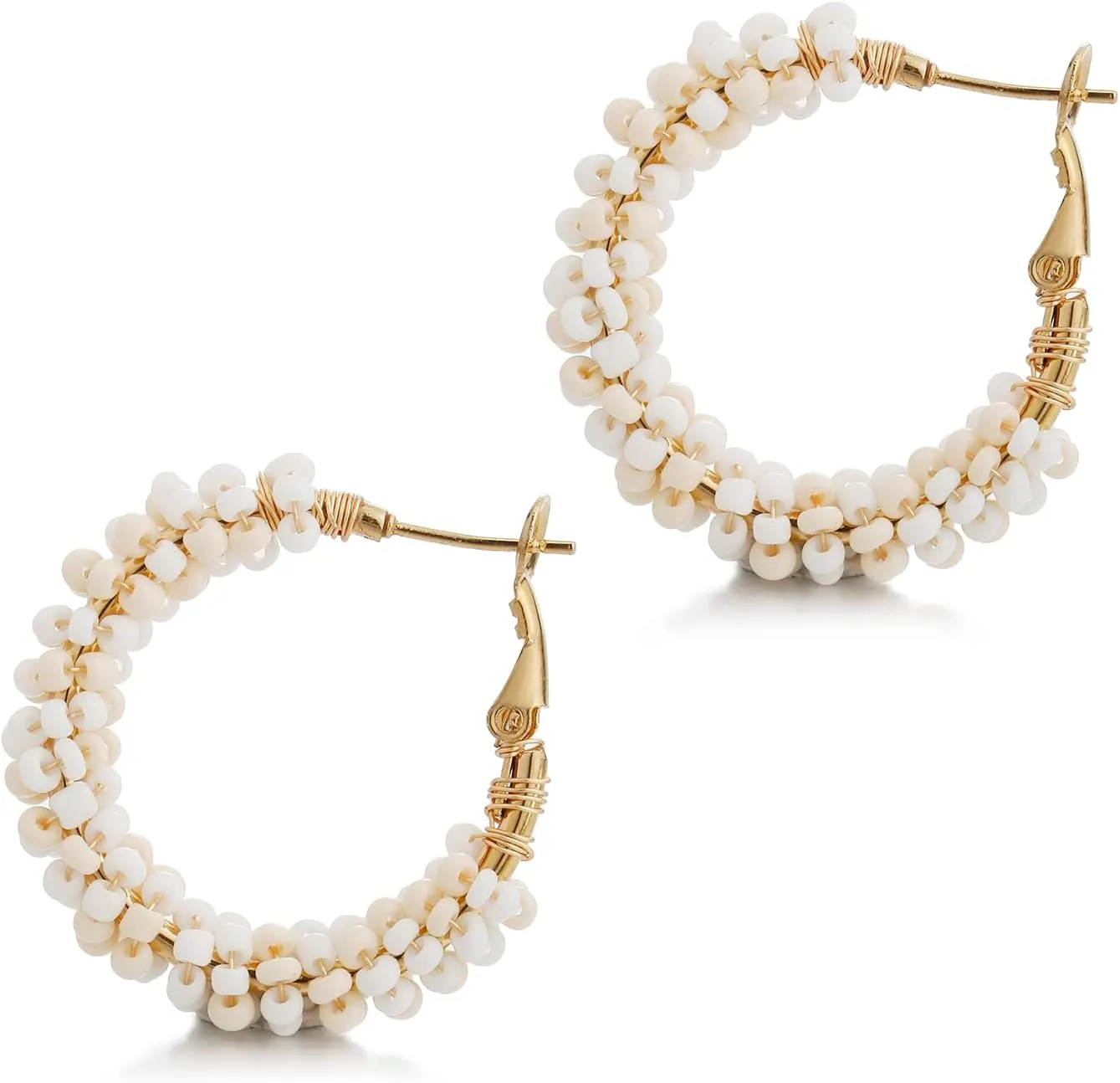 Colorful Beaded Earrings for Women, Boho Flower Hoop Earrings