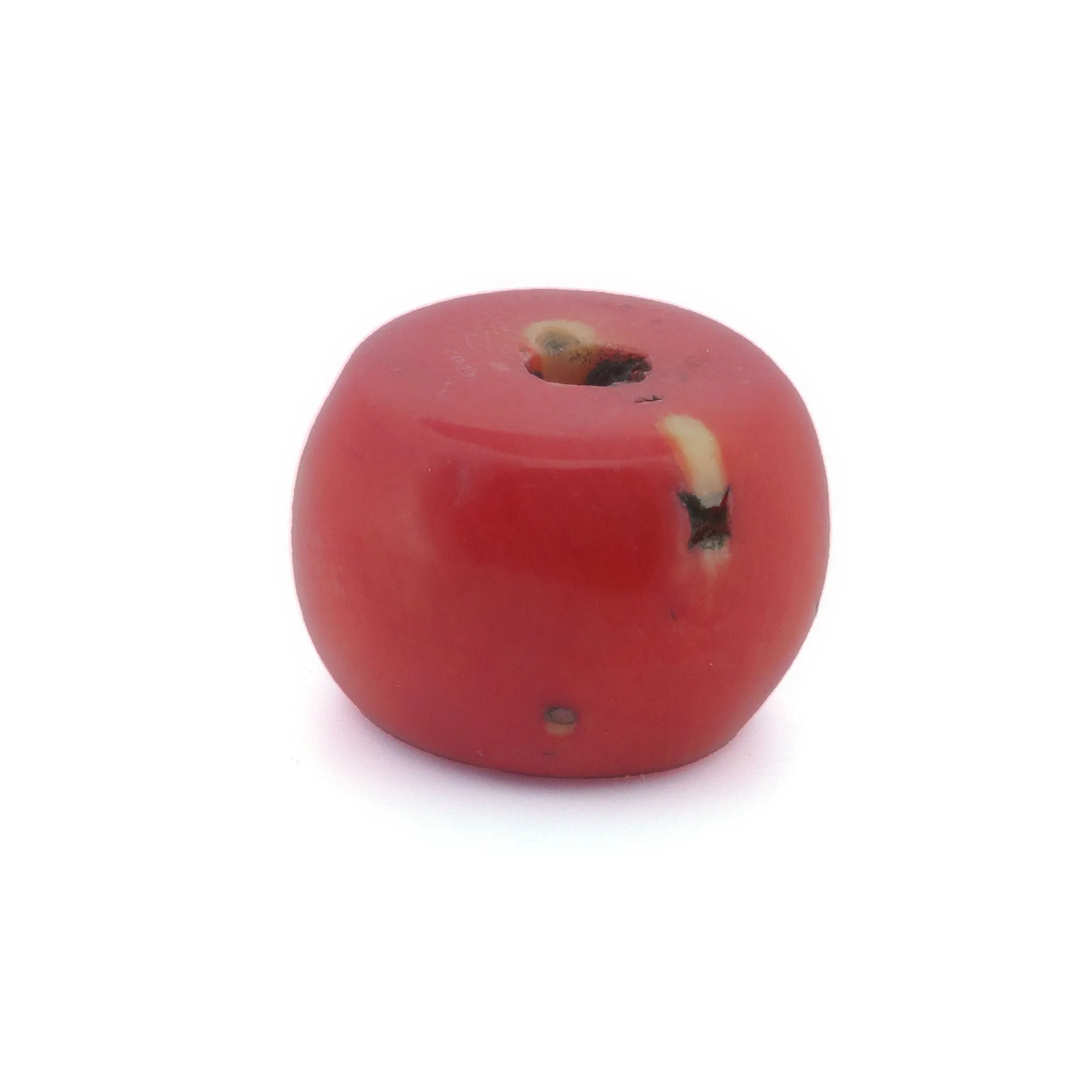 Coral bead from the African trade, 21x30mm. 31.55 grams. b4-cor445.7