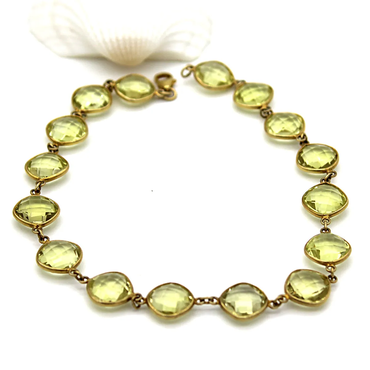 Cushion Cut Lemon Quartz Fine Anklet