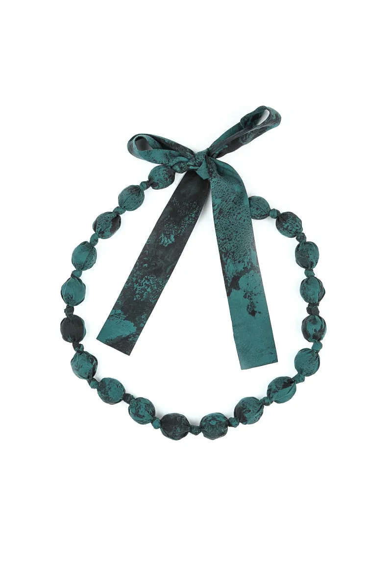 Emerald Marble Silk Cotton Bead Necklace