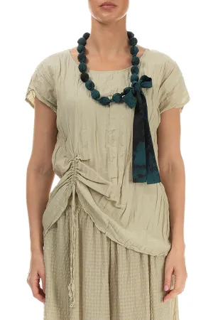 Emerald Marble Silk Cotton Bead Necklace
