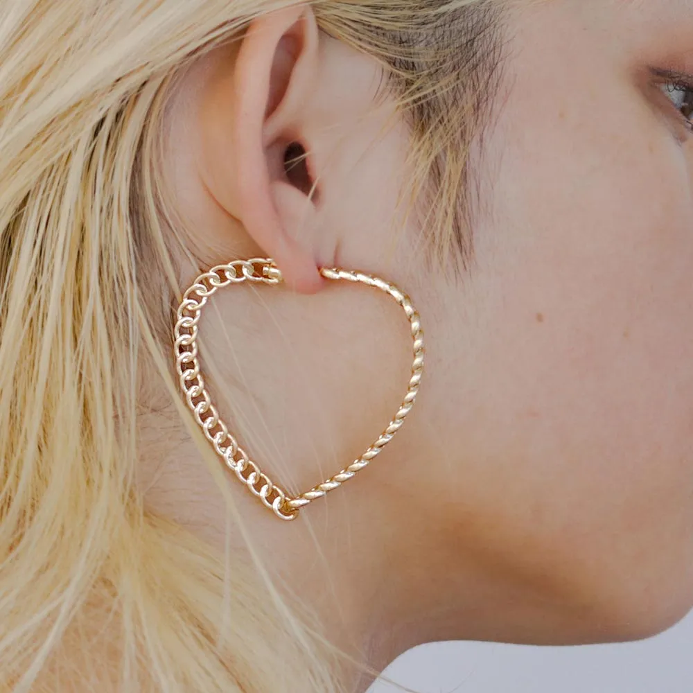 Heart Shaped Chain Statement Earrings