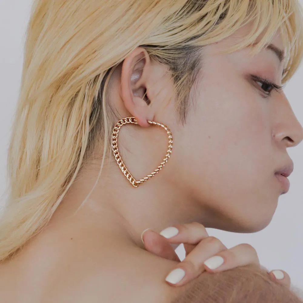 Heart Shaped Chain Statement Earrings