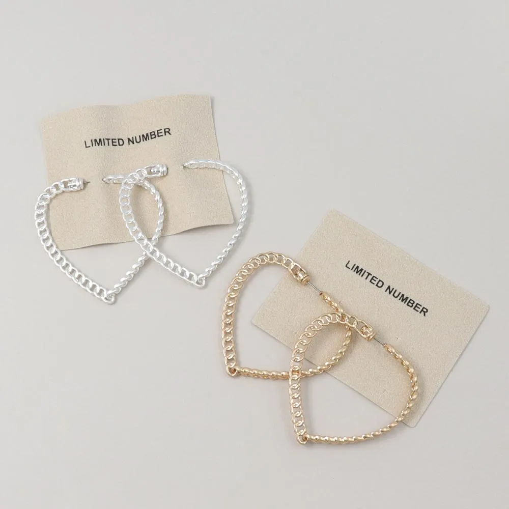 Heart Shaped Chain Statement Earrings