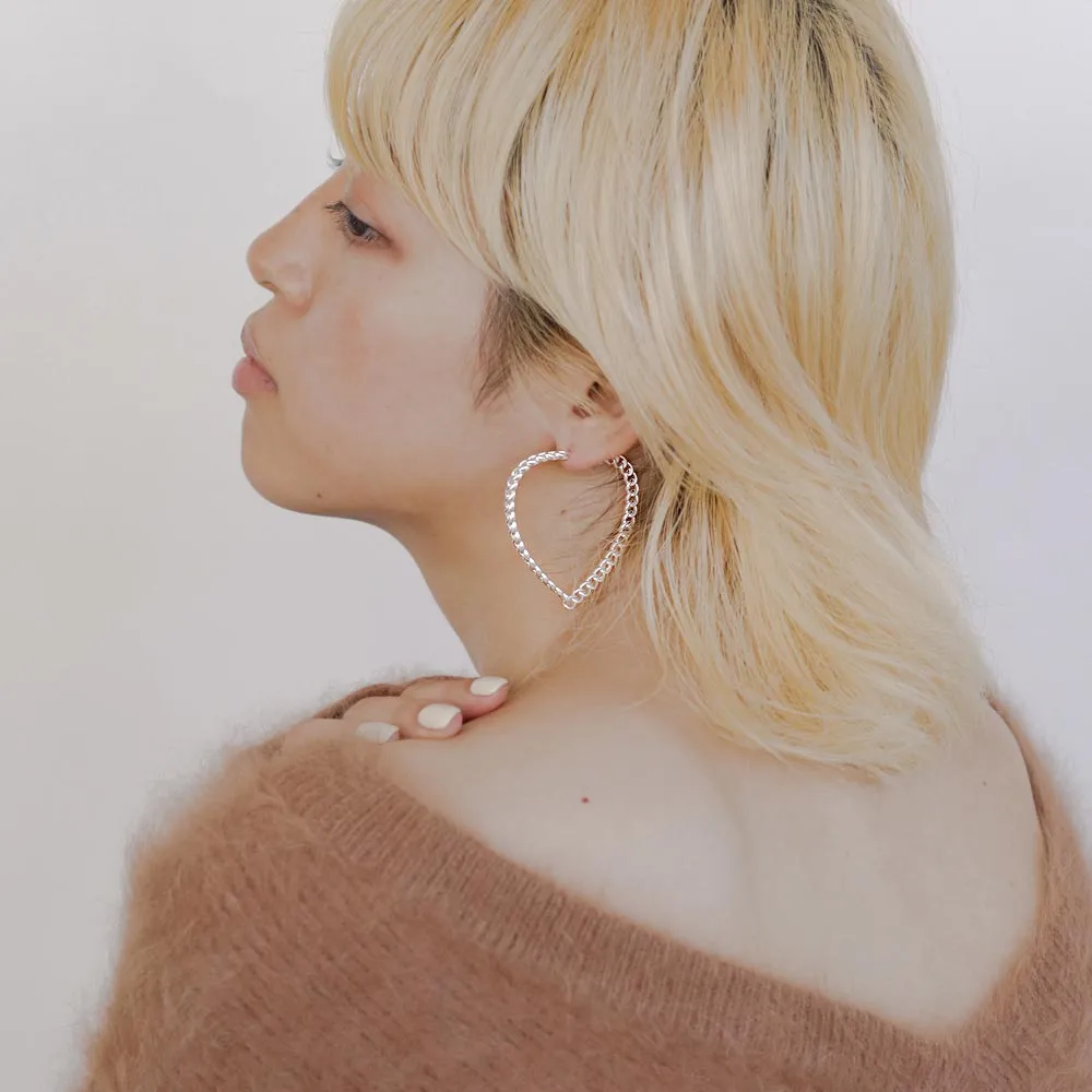 Heart Shaped Chain Statement Earrings