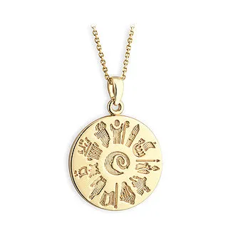 History Of Ireland 14 Carat Gold Disc Pendant