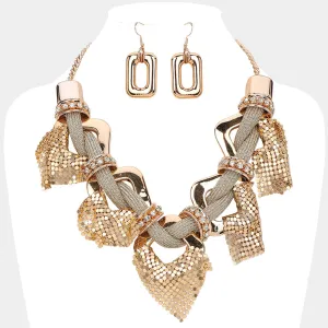 iLLASPARKZ Abstract Mesh Chain Wrapped Charm Embellished Twisted Chunky Chain Statement Necklace