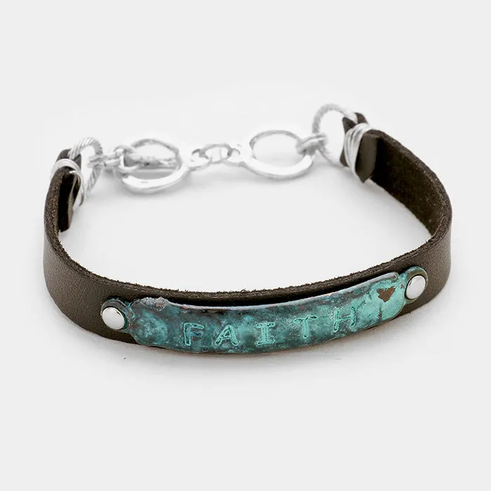 iLLASPARKZ "Faith" faux leather toggle bracelet