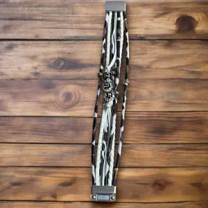 Leopard Animal Print Leather & Rhinestone Bracelet