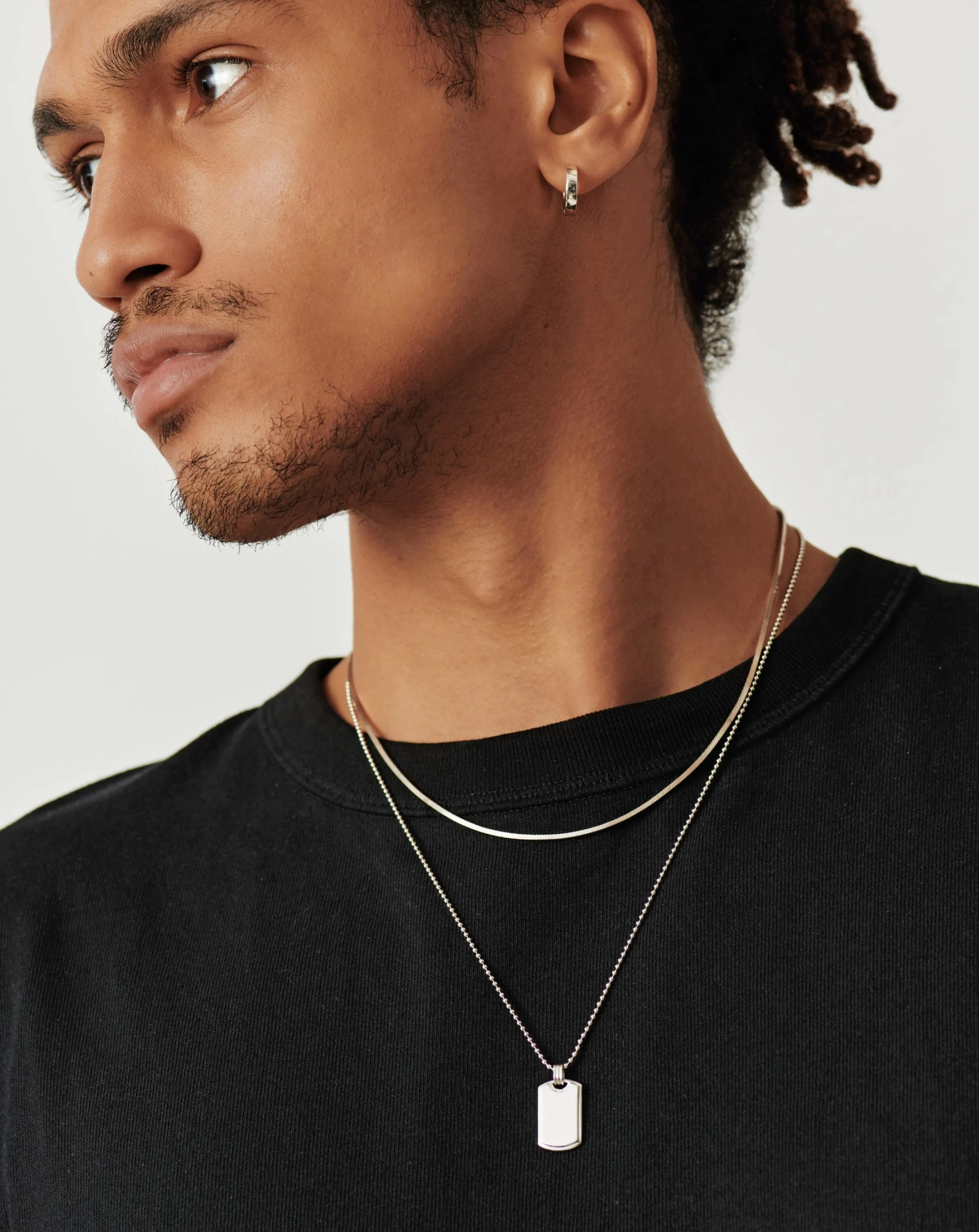 Mens Engravable Tag Pendant Necklace | Sterling Silver