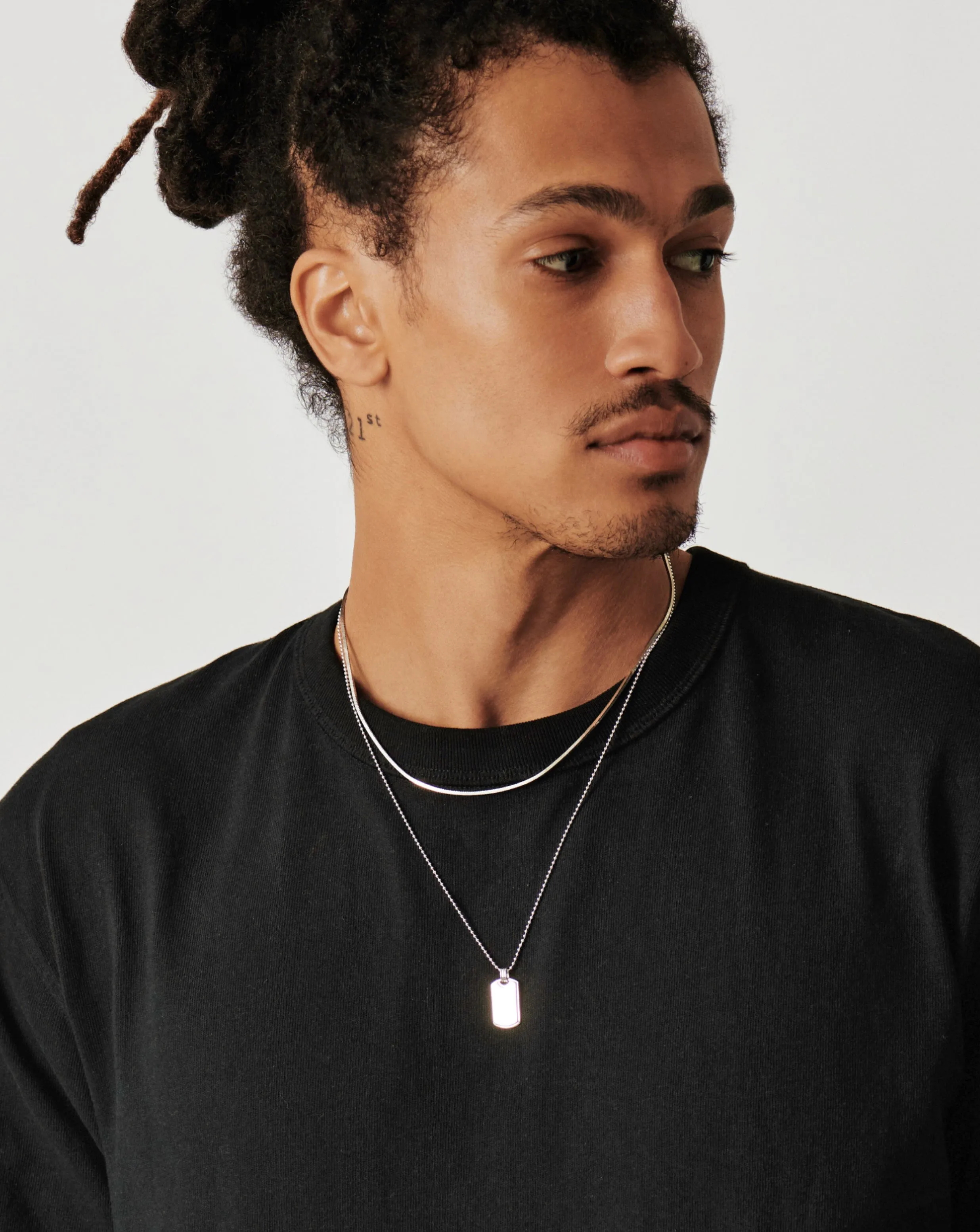 Mens Engravable Tag Pendant Necklace | Sterling Silver