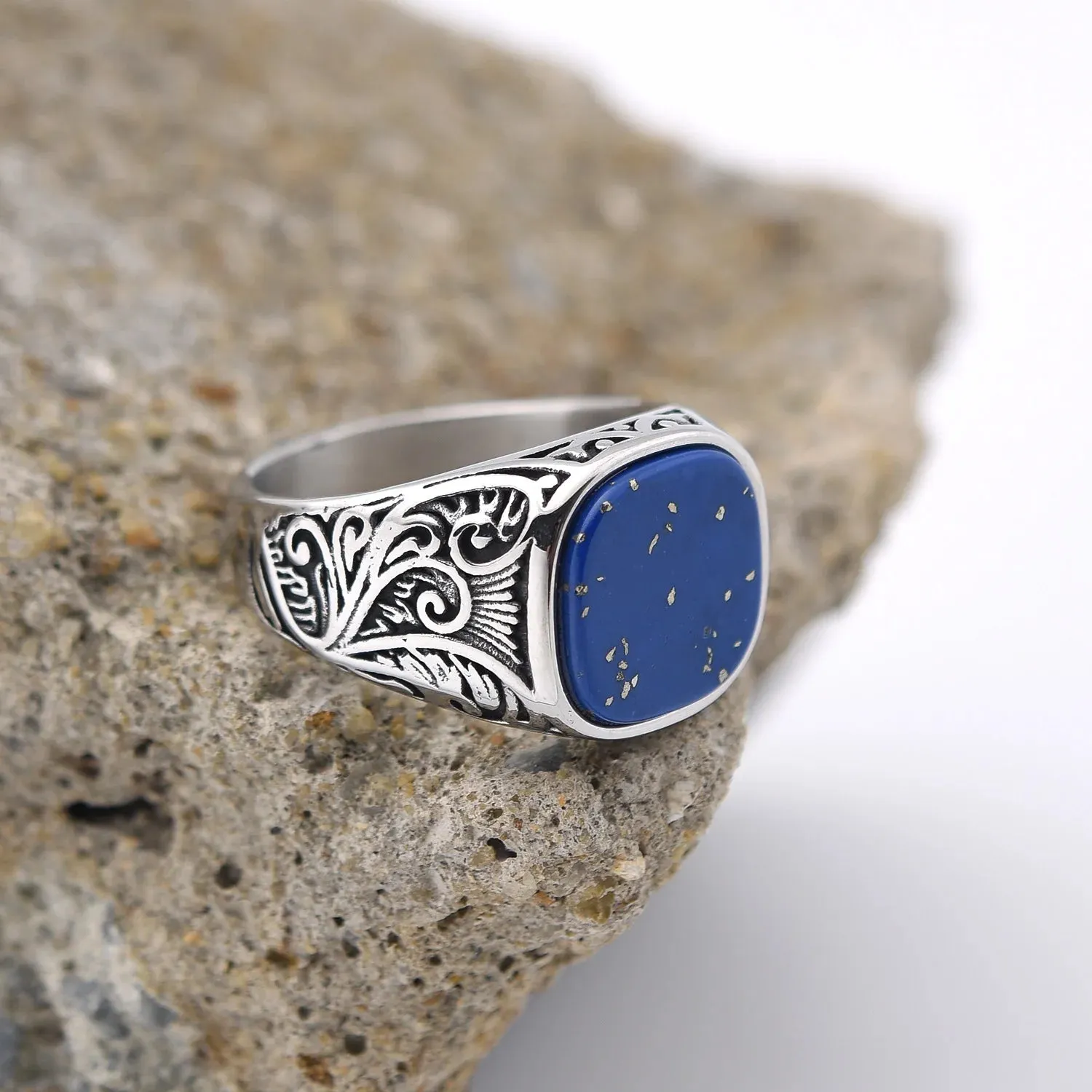 Men's High Quality 316L Stainless Steel Multi-color Gemstone Style Rings