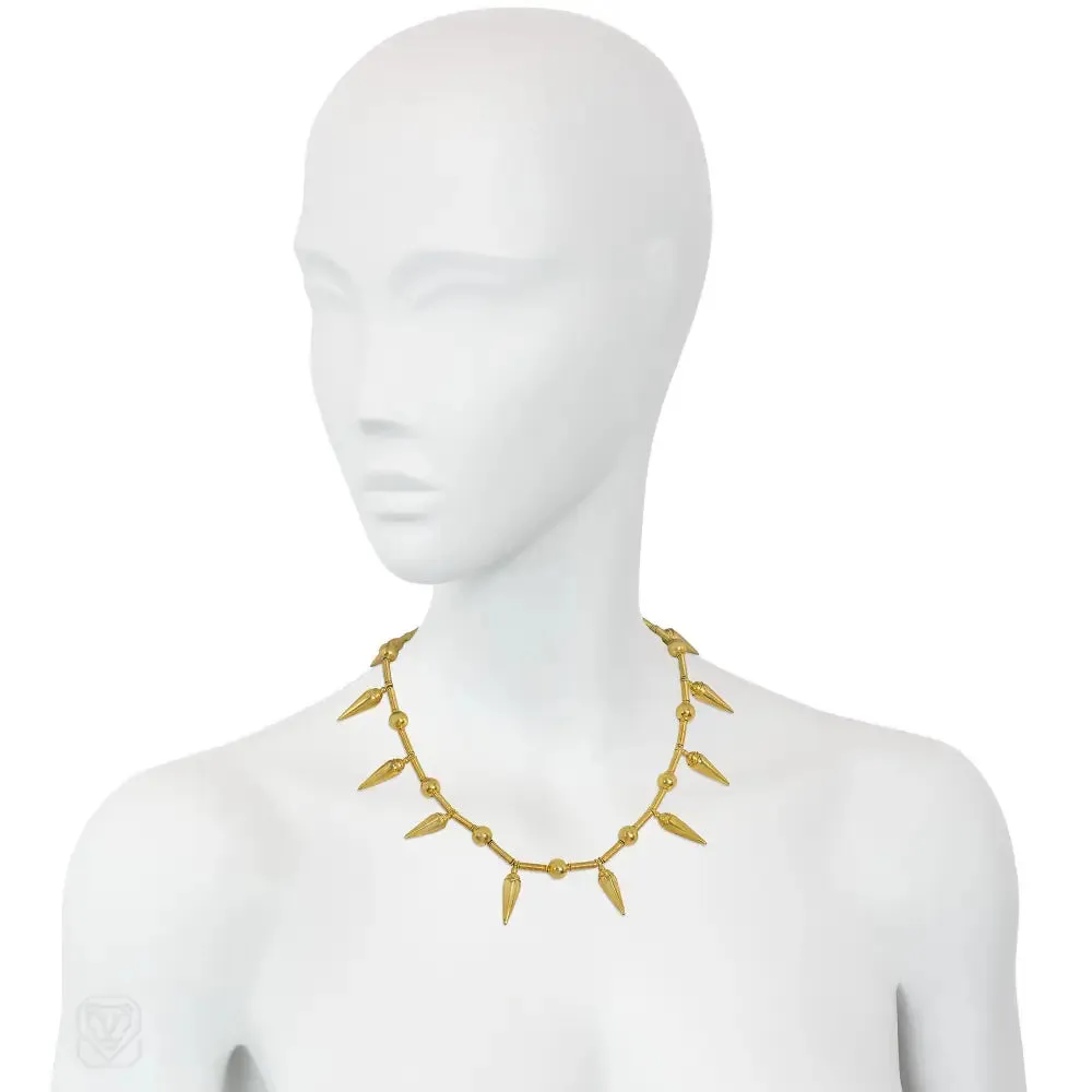 Modern Castellani Etruscan Revival gold necklace