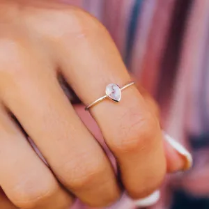 Moonstone Teardrop Ring (Silver)