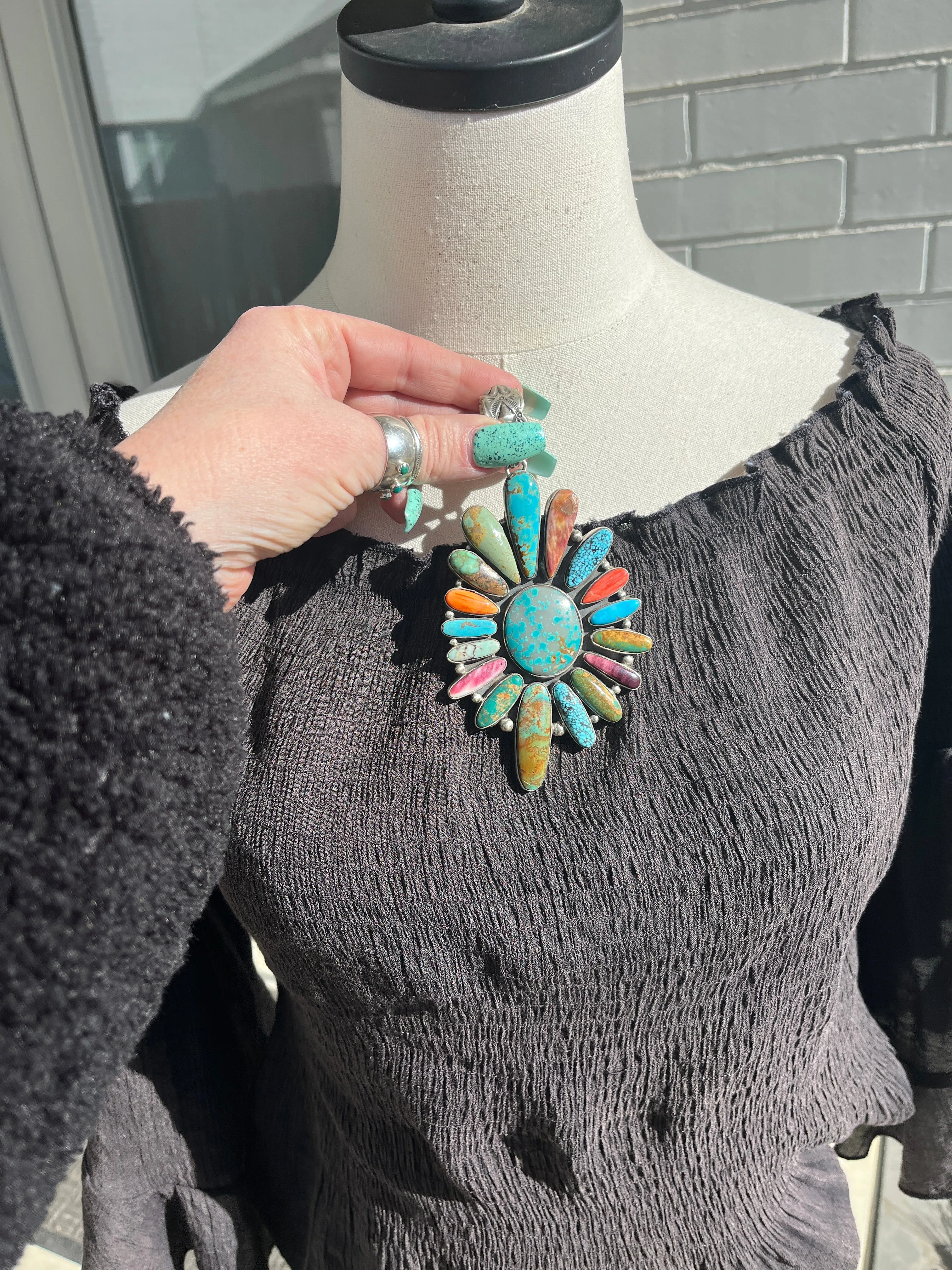 Multi Color Flower Cluster Pendant