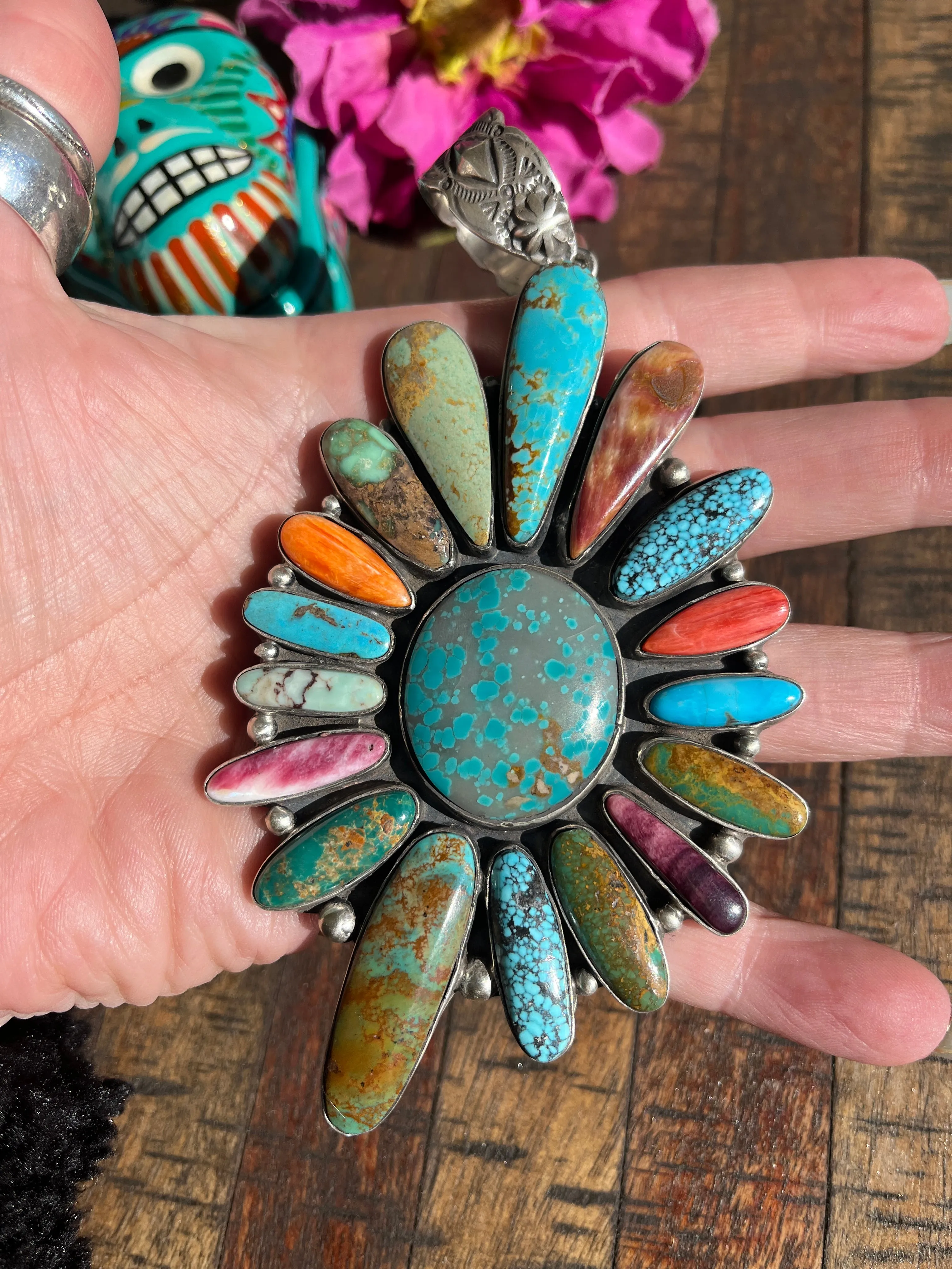 Multi Color Flower Cluster Pendant