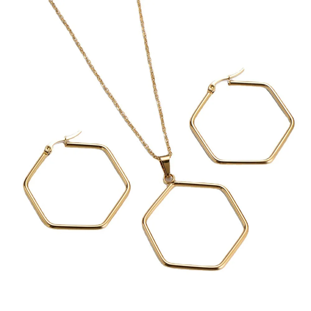 Natural Women Geometric Metal Doll Stainless Steel Electroplating Pendants