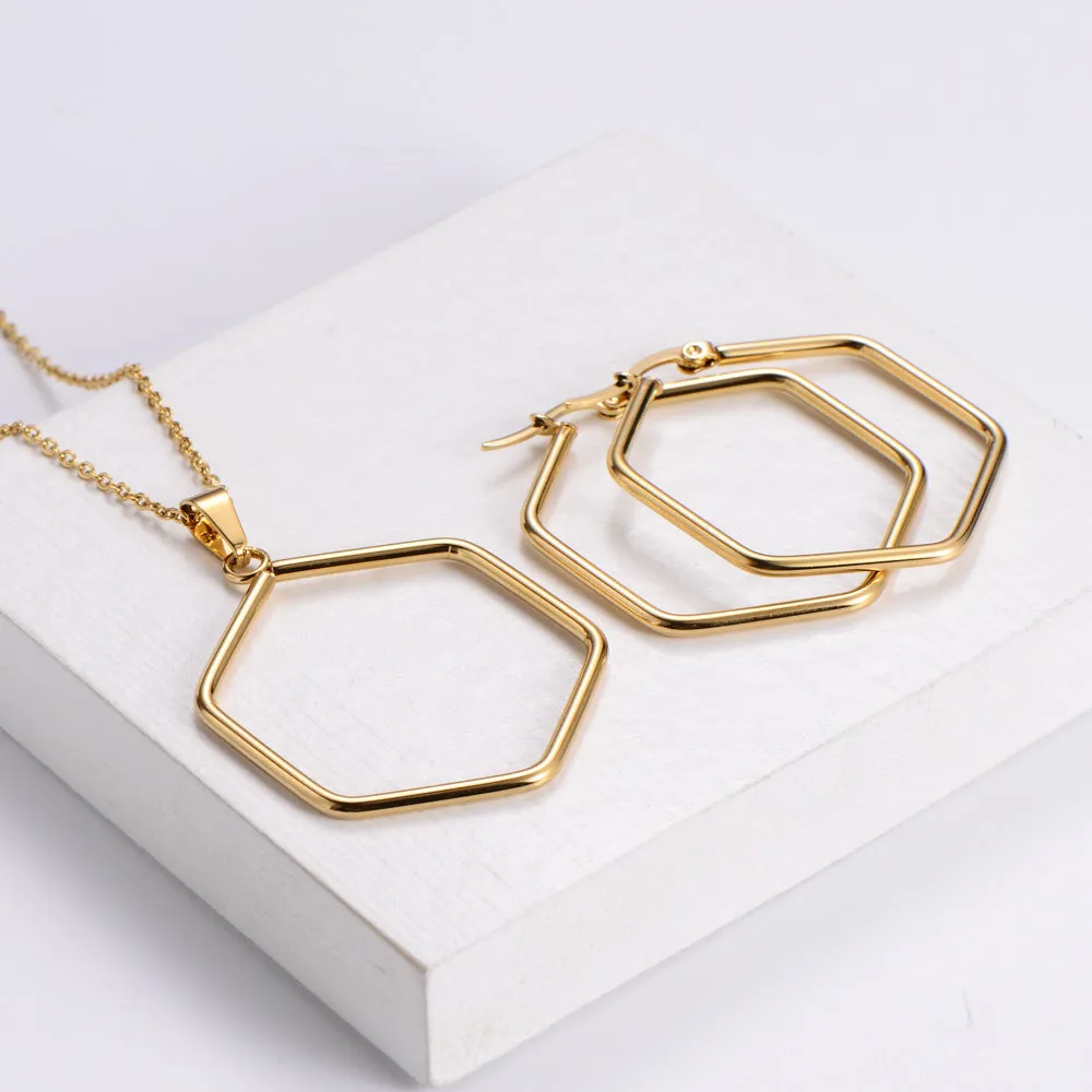 Natural Women Geometric Metal Doll Stainless Steel Electroplating Pendants