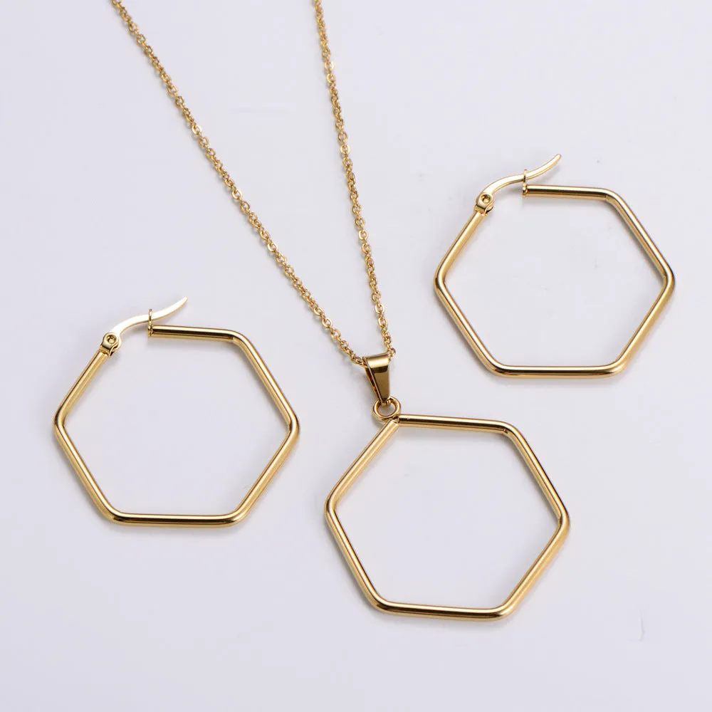 Natural Women Geometric Metal Doll Stainless Steel Electroplating Pendants
