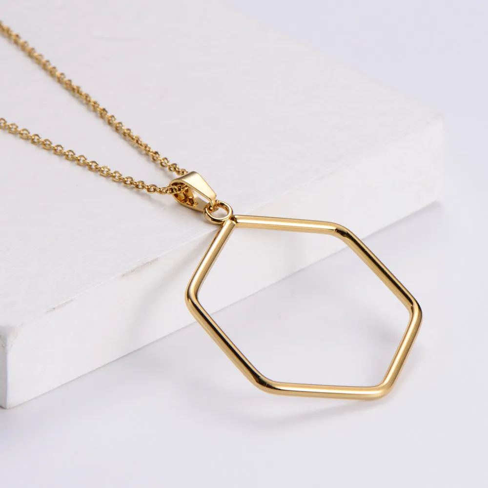 Natural Women Geometric Metal Doll Stainless Steel Electroplating Pendants