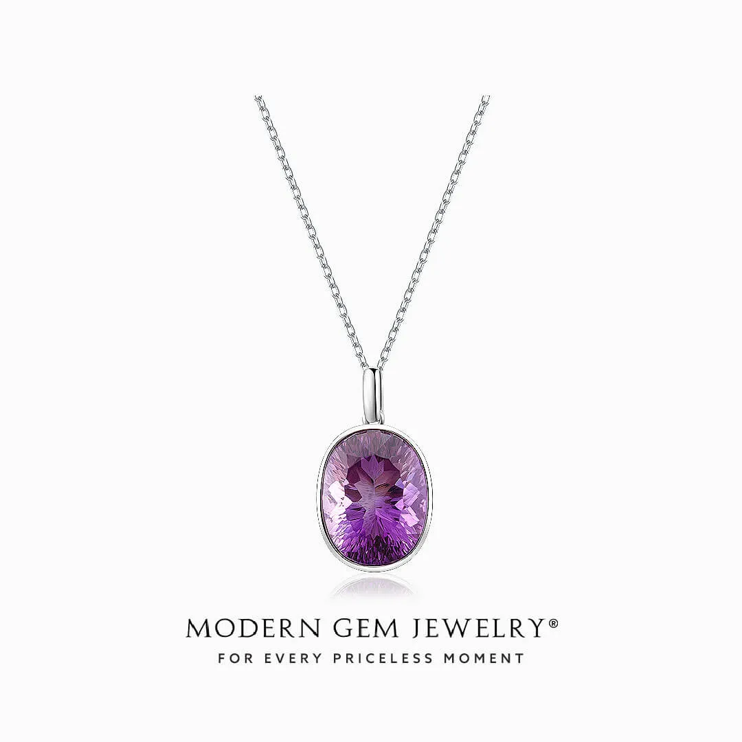Occulus Regis Bezel Set Amethyst Necklace