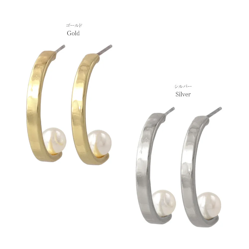 Polished C Pearl Earrings