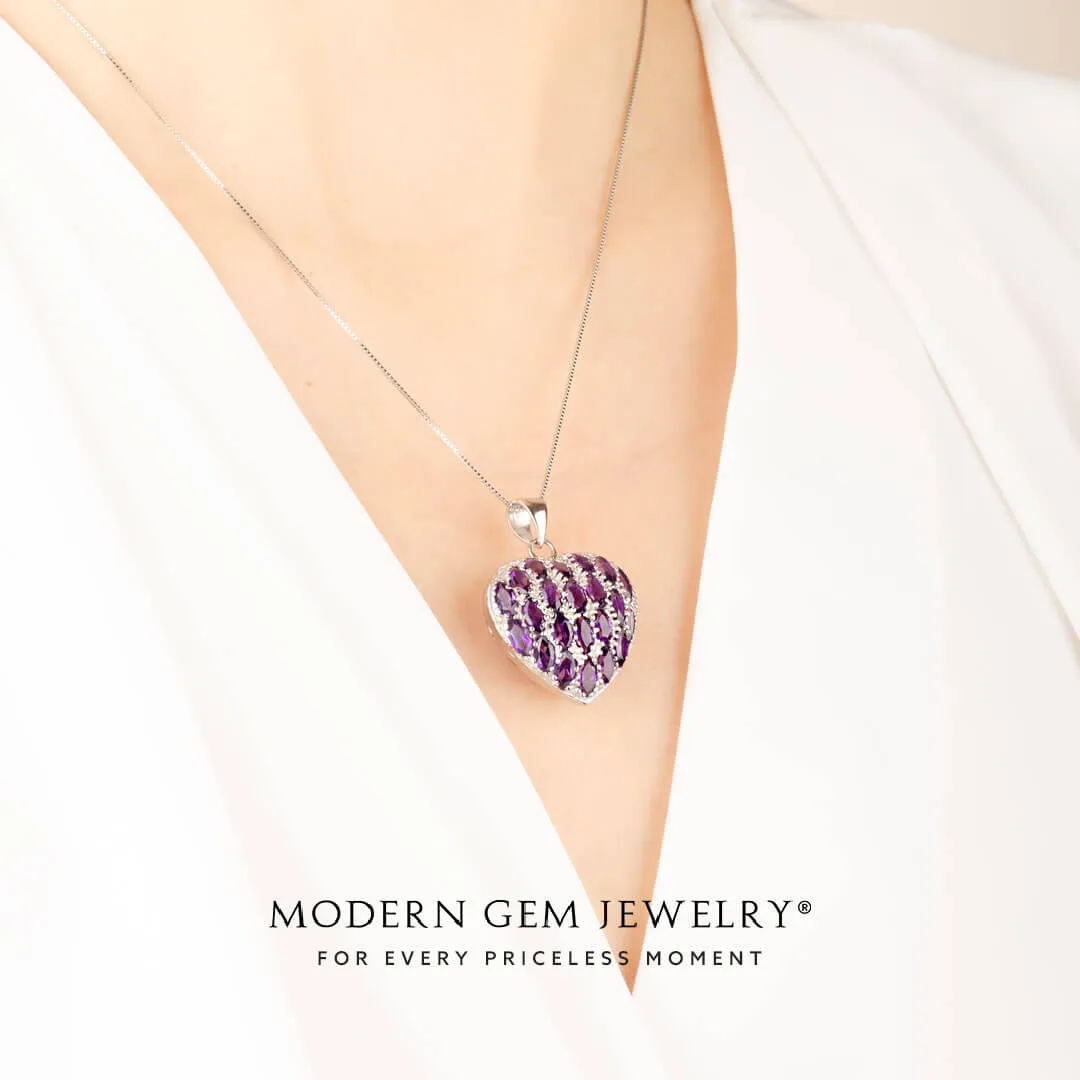 Purple Necklace with Natural Amethyst