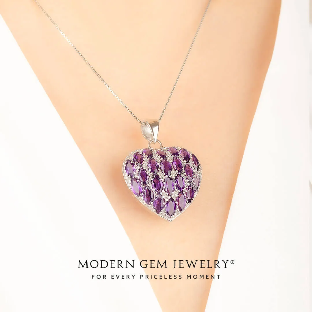 Purple Necklace with Natural Amethyst