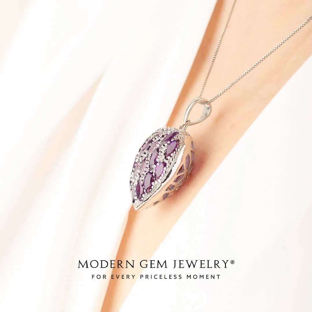 Purple Necklace with Natural Amethyst
