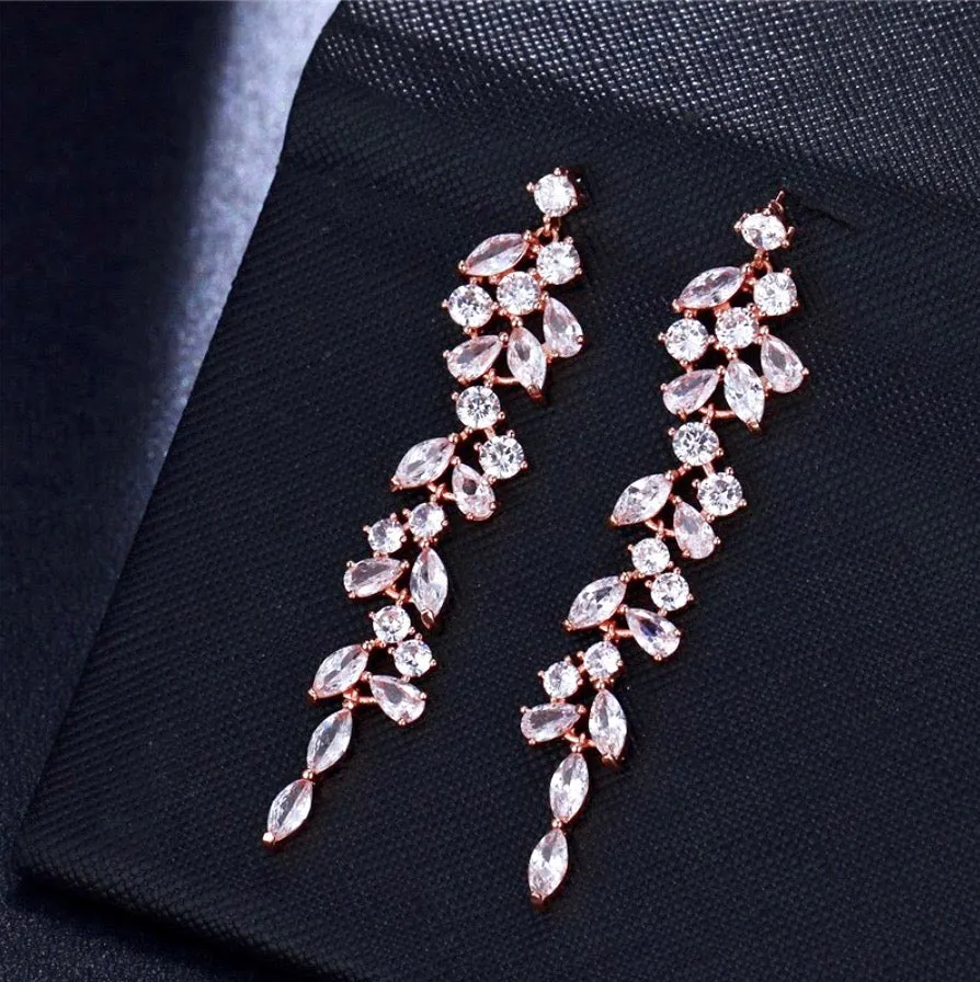 "Ameerah" - Cubic Zirconia Bridal Earrings - Available in Silver, Rose Gold and Yellow Gold