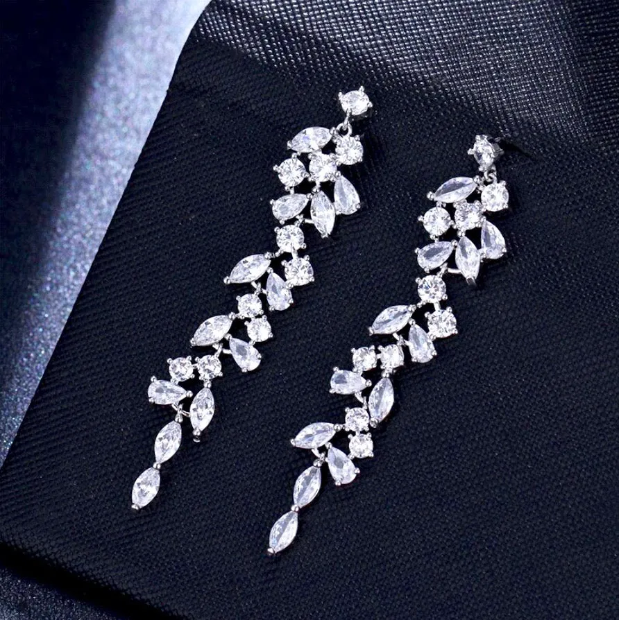 "Ameerah" - Cubic Zirconia Bridal Earrings - Available in Silver, Rose Gold and Yellow Gold