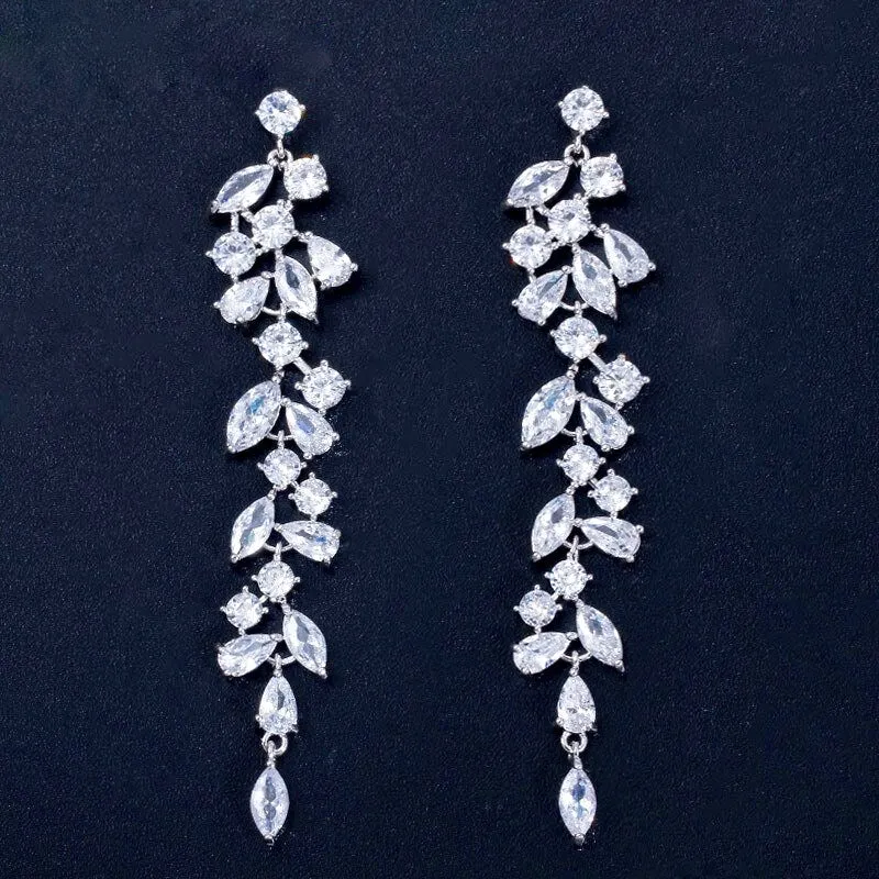 "Ameerah" - Cubic Zirconia Bridal Earrings - Available in Silver, Rose Gold and Yellow Gold